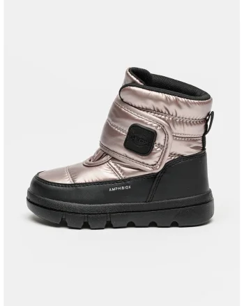 Ghete cu inchidere velcro si aspect metalizat, Negru/Lila pal