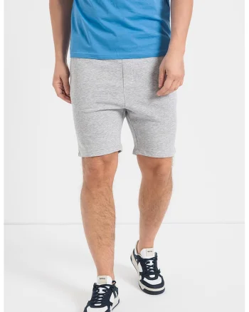 Pantaloni scurti de trening cu snur, Gri melange