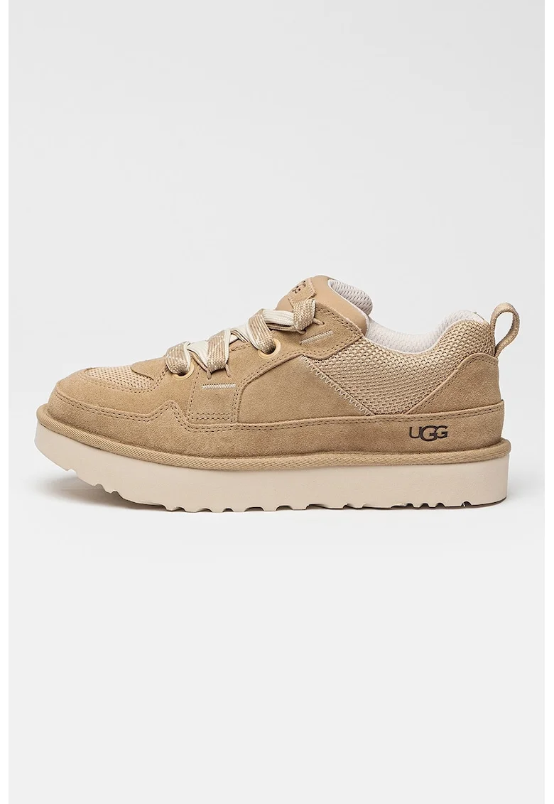 Pantofi sport de piele intoarsa si plasa Lo Lowmel, Bej inchis