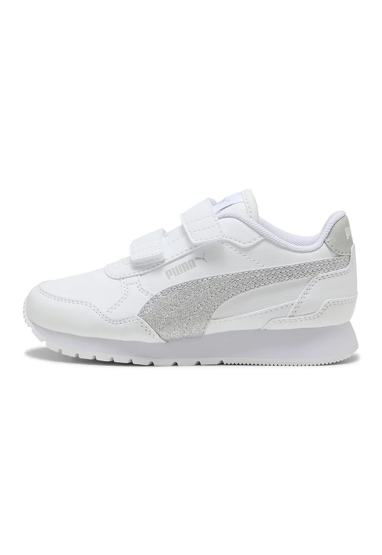 Pantofi sport ST Runner v4 SL Glitter cu velcro, Alb/Argintiu