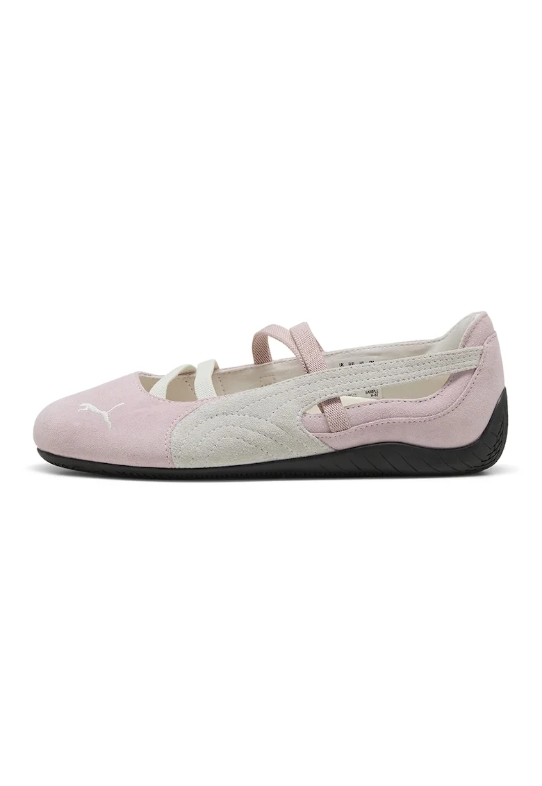 Balerini din piele intoarsa cu logo Speedcat, Roz pastel/Bej deschis