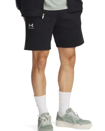 Pantaloni scurti din fleece cu logo si snur Icon, Alb/Negru