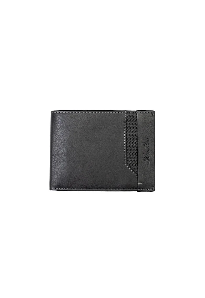 Portofel barbati din piele naturala negru-line Vox, protectie RFID