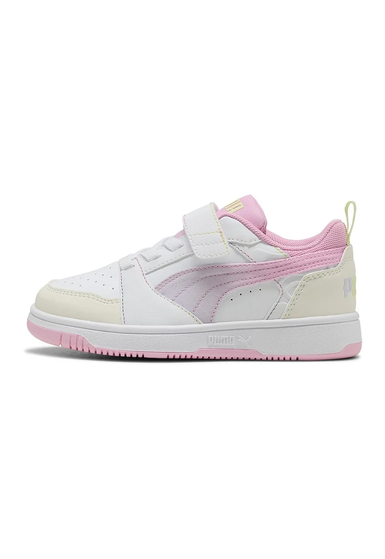 Pantofi sport Rebound V6 de piele ecologica cu velcro, Roz pastel/Alb optic