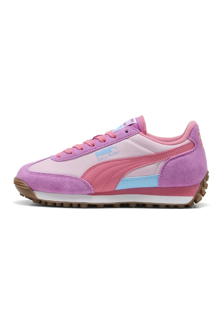 Pantofi sport Easy Rider de piele intoarsa si material textil, Albastru glaciar/Roz/Nude rose