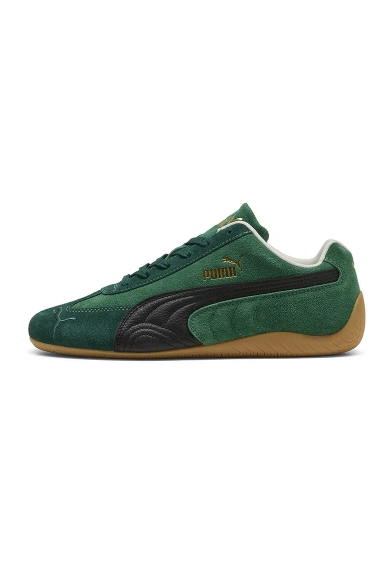 Pantofi sport Speedcat de piele intoarsa, Negru/Verde englez