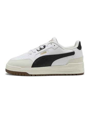 Pantofi sport Shuffle Downtown de piele ecologica cu garnituri de piele intoarsa, Alb/Negru/Bej