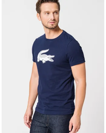 Tricou regular fit cu imprimeu logo, Alb/Bleumarin