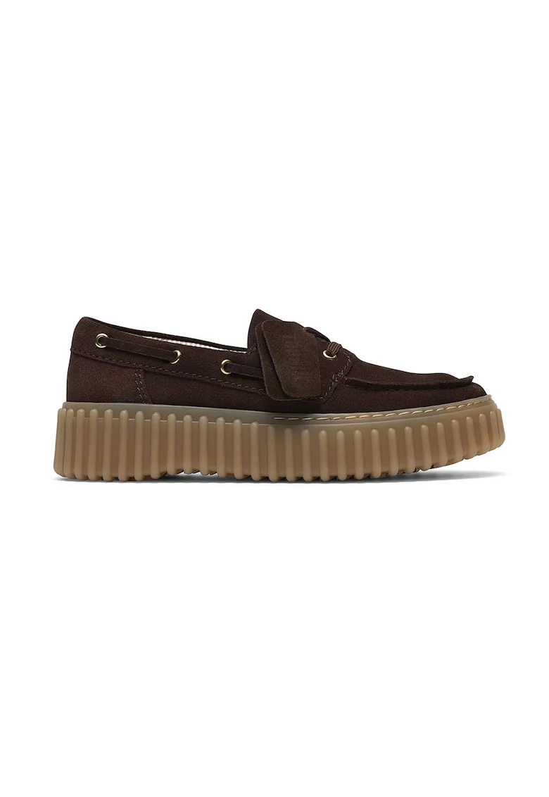 Mocasini de piele nabuc Torhill, Maro inchis