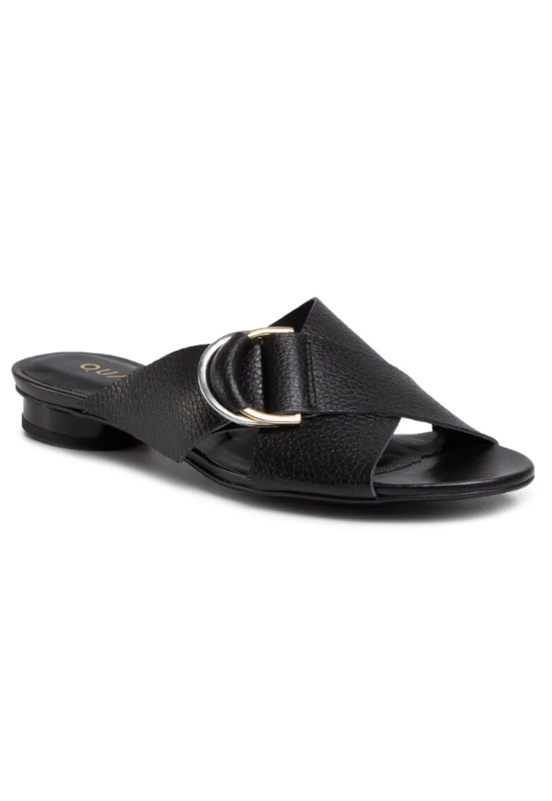 Papuci flip-flop dama,  Piele naturala, Negru, Negru