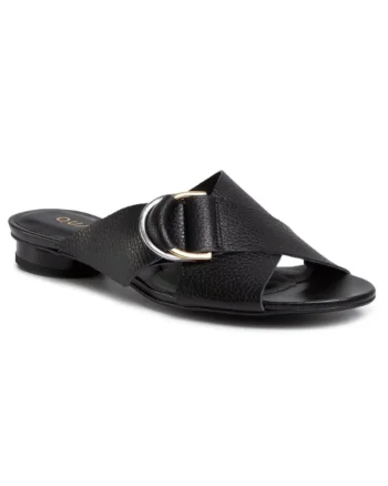 Papuci flip-flop dama,  Piele naturala, Negru, Negru