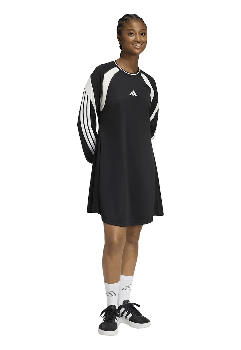 Rochie scurta cu logo, Negru/Alb murdar