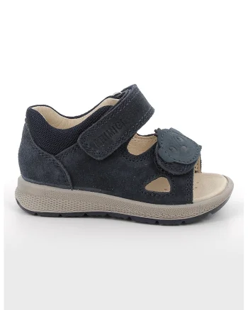 Sandale din piele intoarsa si material textil cu inchidere velcro, Gri carbune/Gri antracit