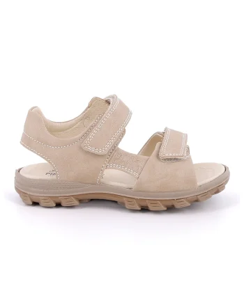 Sandale cu inchidere velcro si model uni, Bej deschis