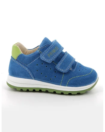 Pantofi sport din piele intoarsa cu inchidere velcro, Albastru royal/Verde fistic