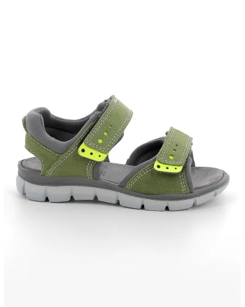 Sandale din piele intoarsa cu talpa plata, Verde feriga/Verde fistic
