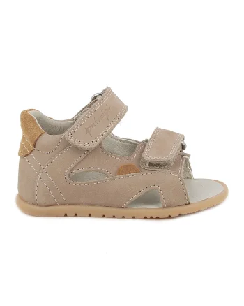 Sandale din piele intoarsa cu inchidere velcro, Maro/Caramel