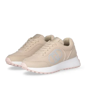 Pantofi sport din panza cu detaliu logo, Piersica