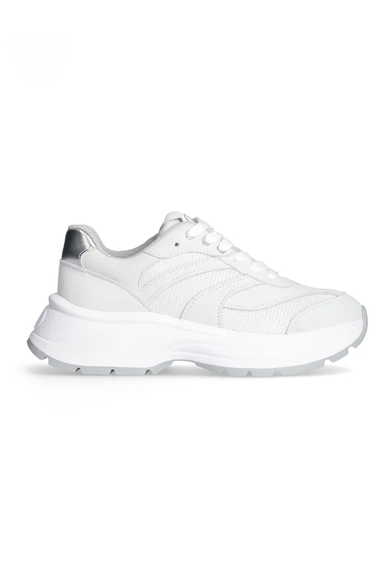 Pantofi sport din piele cu sireturi, Alb murdar