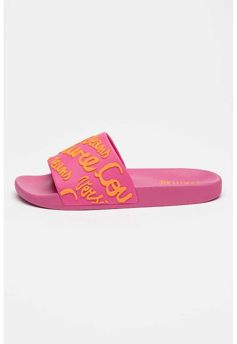 Papuci cu imprimeu logo, Roz deschis/Portocaliu mandarina