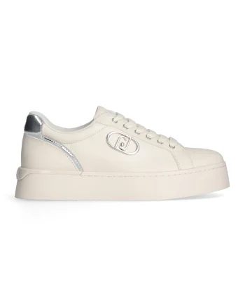 Pantofi sport din piele si piele ecologica, Crem