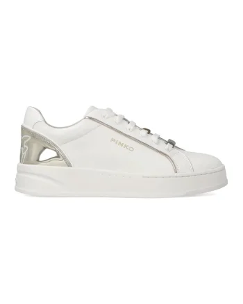 Pantofi sport low-cut din piele Iris, Auriu/Alb murdar