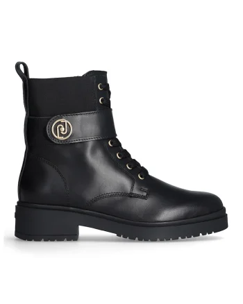 Ghete de piele cu logo, Negru