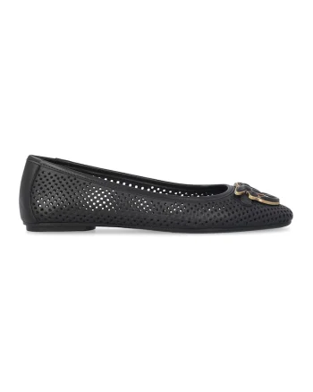 Balerini din piele cu aspect perforat, pentru balet Max, Auriu/Negru