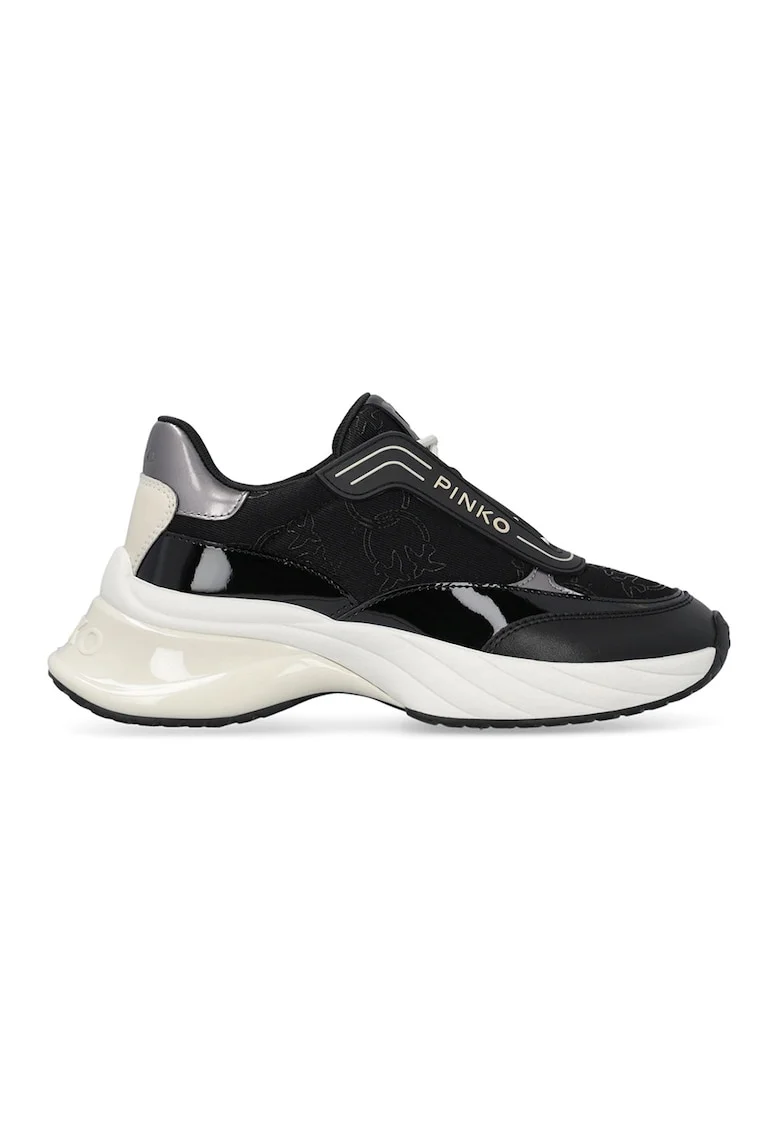 Pantofi sport wedge cu strat exterior din piele Ariel, Negru/Alb murdar