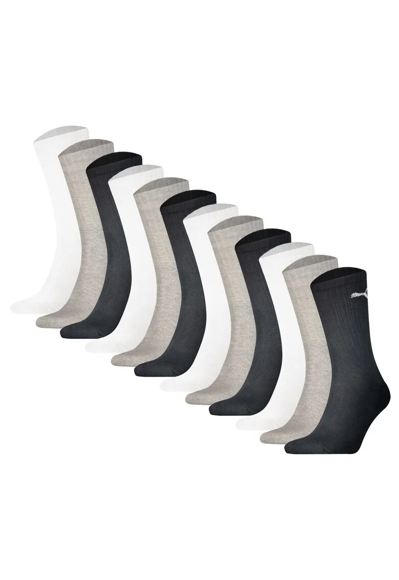 Set de sosete lungi uni sex - 12 perechi, Alb/Negru/Gri