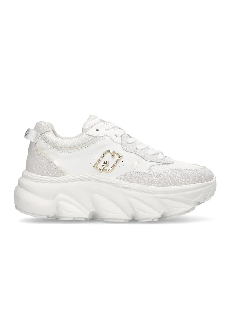 Pantofi sport cu talpa cu aspect masiv, Alb
