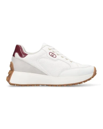 Pantofi sport cu garnituri din piele, Alb/Visiniu