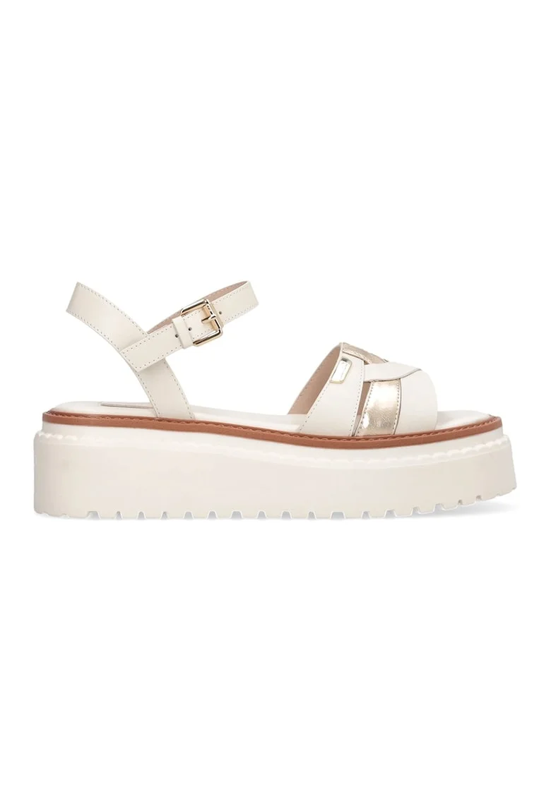 Sandale wedge de piele Bessie 01, Auriu/Caramel/Bej deschis