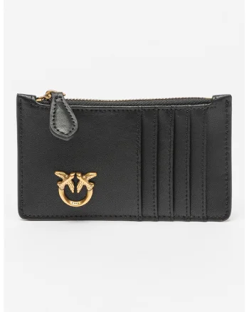 Portcart de piele Airone, Negru/Bronz