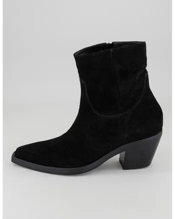 Botine Western de piele intoarsa, Negru