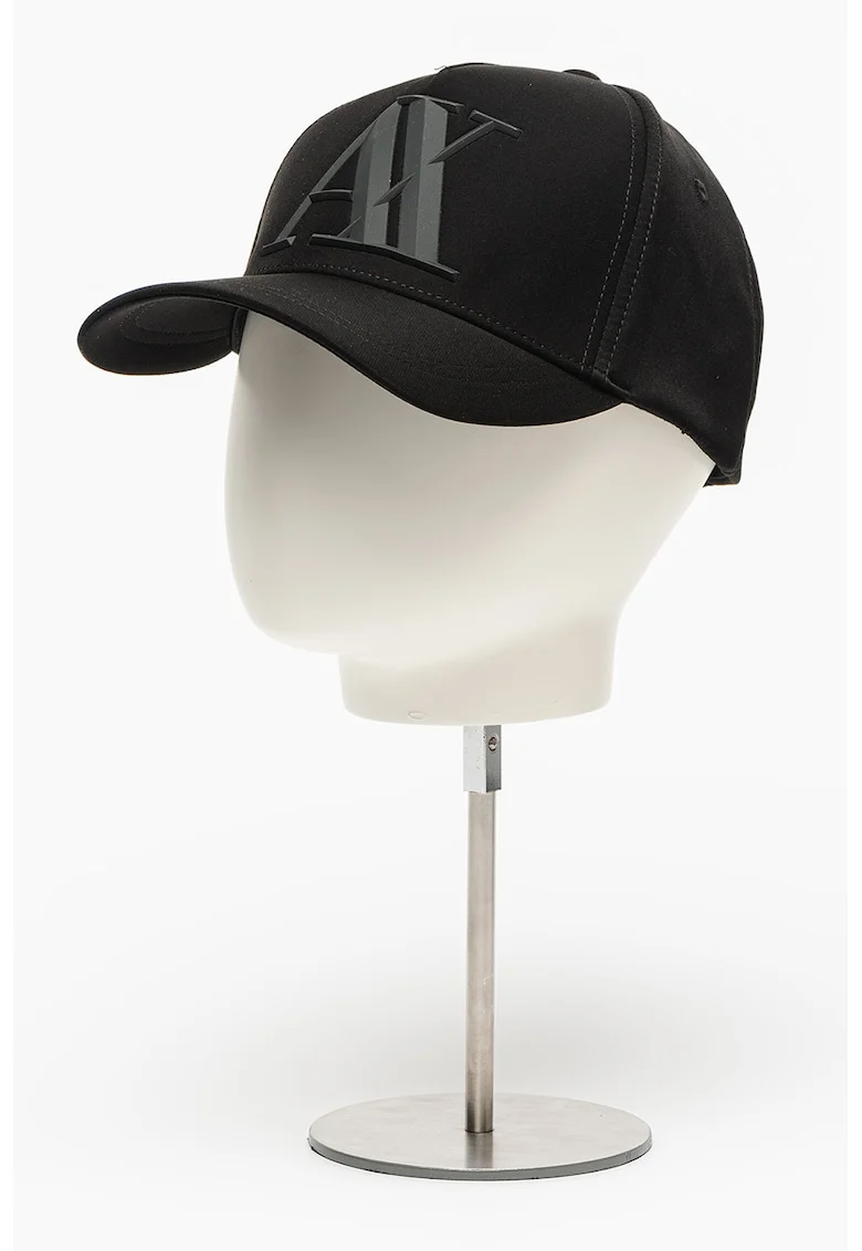 Sapca baseball cu monograma de cauciuc in relief, Negru