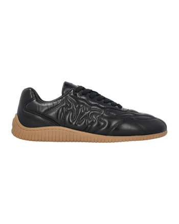 Pantofi sport de piele cu cusaturi decorative, Negru