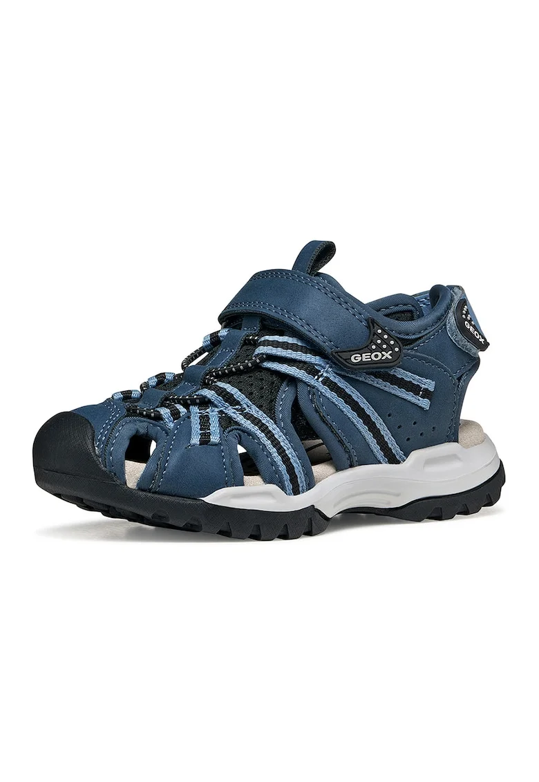 Sandale fisherman de piele ecologica si material textil Borealis, Albastru inchis