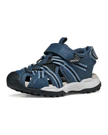Sandale fisherman de piele ecologica si material textil Borealis, Albastru inchis