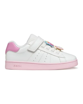 Pantofi sport Eclyper cu velcro, Alb optic/Roz pal