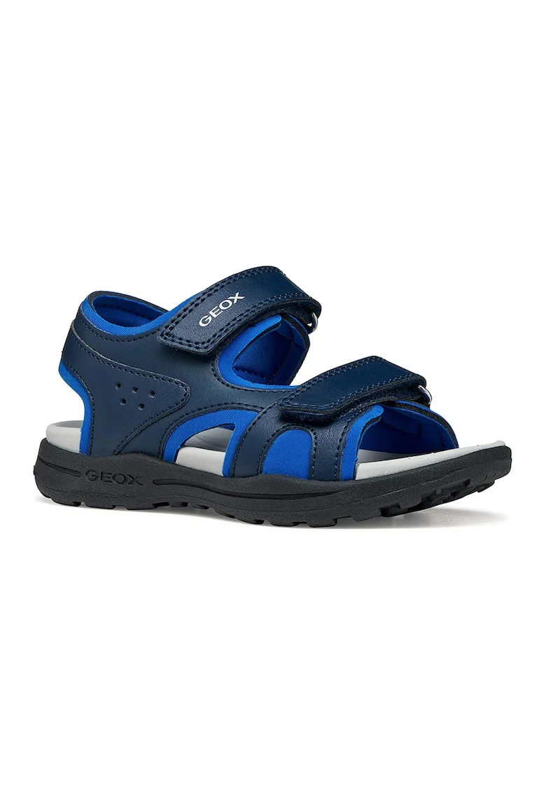 Sandale cin piele ecologica cu bemzi velcro Vaniet, Albastru inchis/Albastru royal