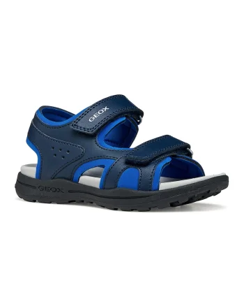 Sandale cin piele ecologica cu bemzi velcro Vaniet, Albastru inchis/Albastru royal