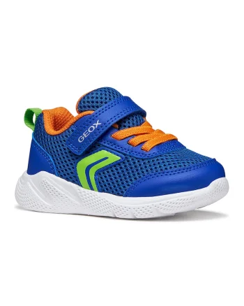 Pantofi sport Sprintye din plasa si insertii din piele ecologica, Portocaliu/Albastru royal/Verde lime