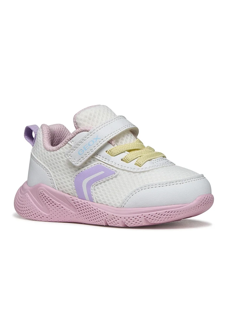 Pantofi sport Sprintye wedge cu velcro, Alb/Lila