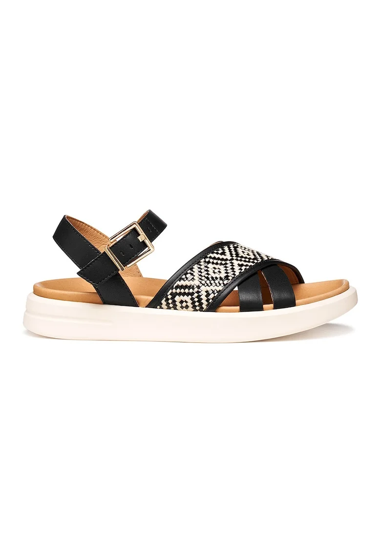 Sandale din piele cu insertii din material textil Xand 2S, Alb fildes/Negru