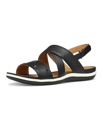 Sandale wedge din piele ecologica, Negru