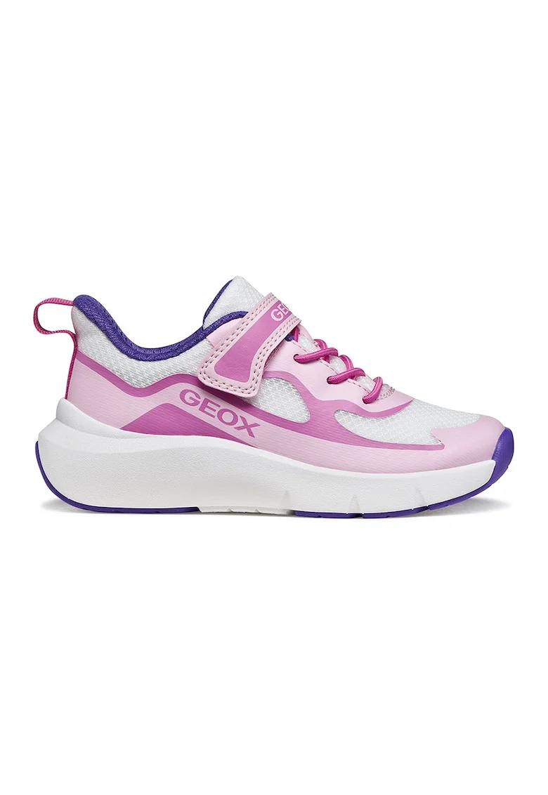 Pantofi sport Pro-ran cu velcro si talpa wedge, Alb/Violet/Roz