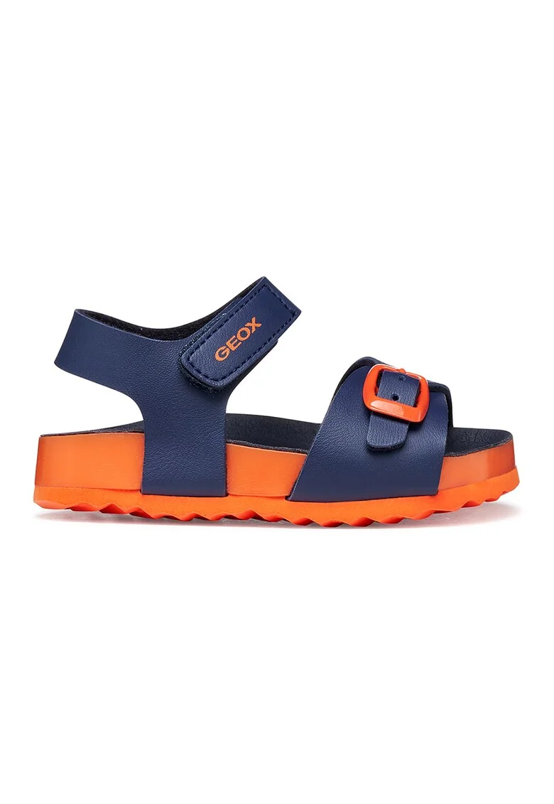 Sandale cu logo cu velcro Chalki, Portocaliu/Bleumarin