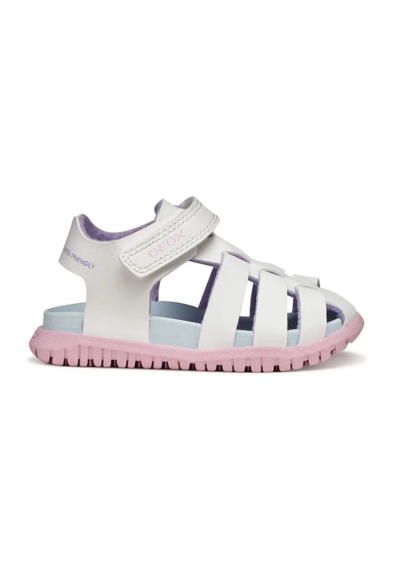 Sandale fisherman cu velcro, Albastru pastel/Alb murdar
