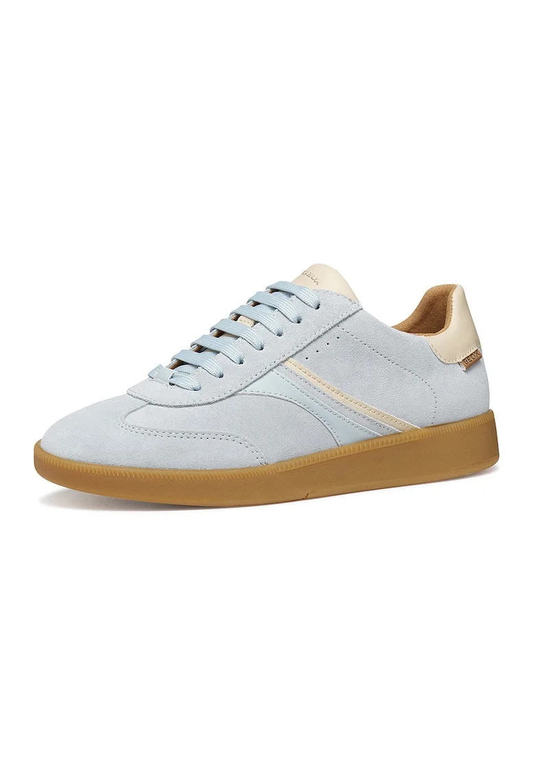 Pantofi sport cu insertii de piele ecologica, Albastru pastel/Alb fildes